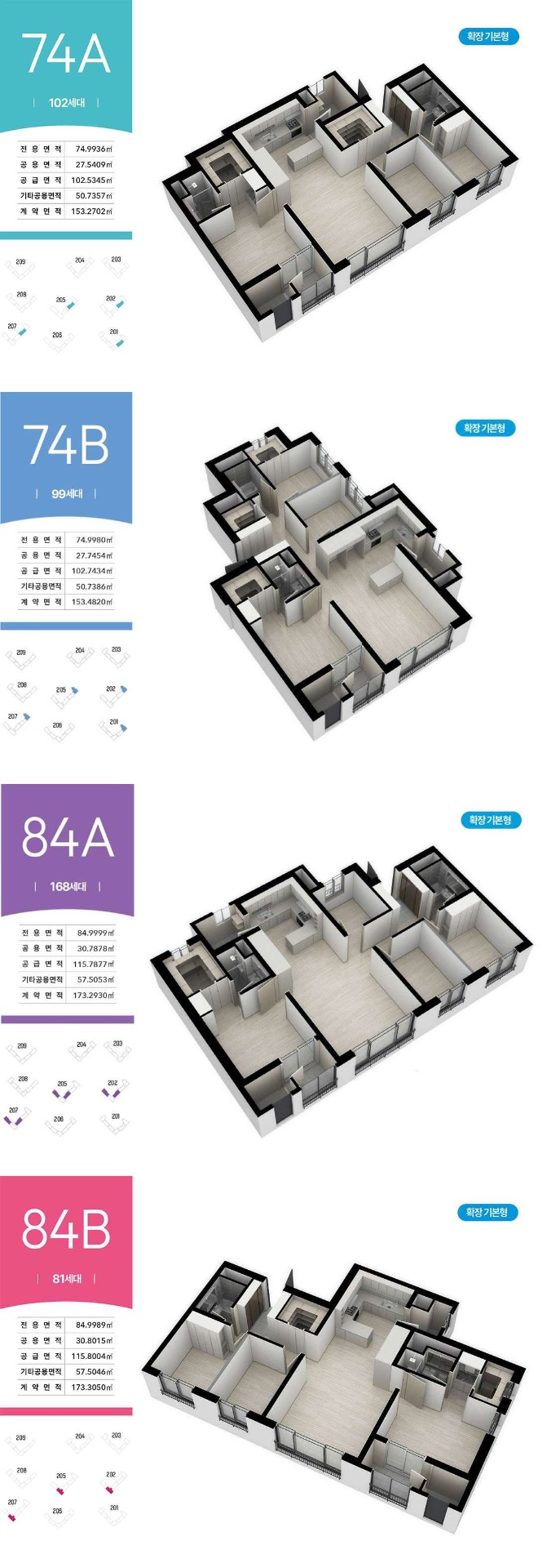 평면도 74A/74B/84A/84B